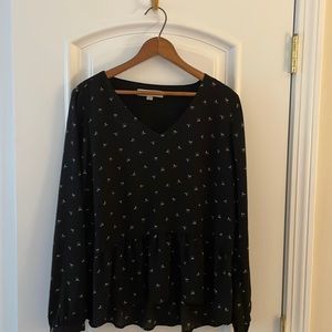 Anne Taylor Loft black with moon peplum top